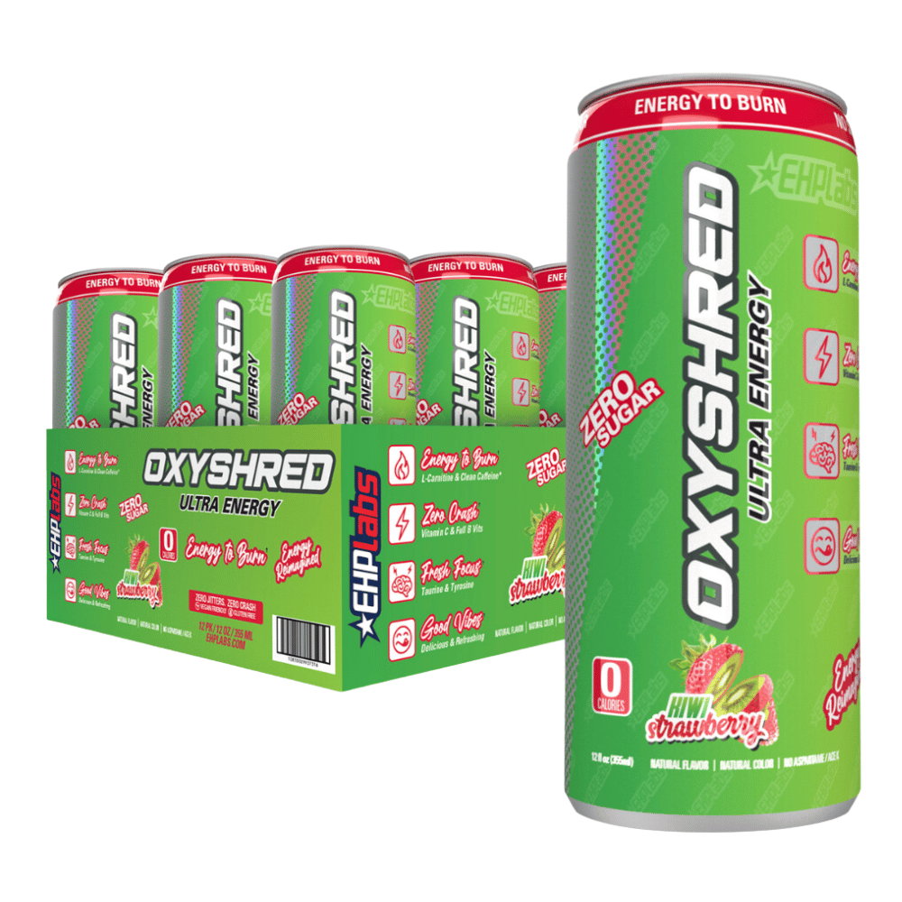 OxyShred Kiwi Strawberry Ultra Energy Drink 12 x 355ml - Out of Date